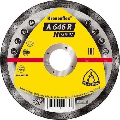 スチール用切断ディスク - A 646 R - KLINGSPOR - ステンレススチール用 / 薄型 / アングルグラインダー用