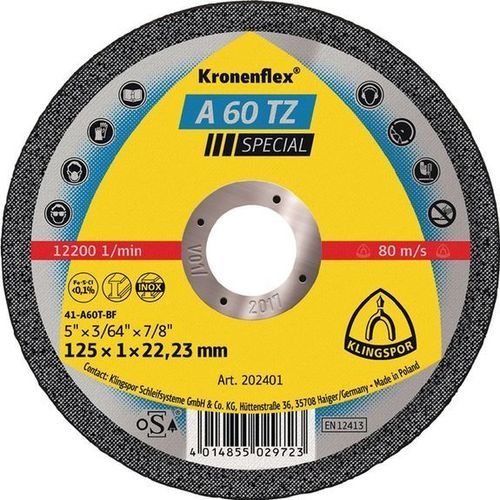 ステンレススチール用切断ディスク - A 60 TZ Special - KLINGSPOR - 薄型 / アングルグラインダー用 / ポータブル機器用