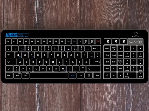 パネル設置用キーボード - GLAS-TASTATUR-BL-TPW-NP - WES Systeme Electronic GmbH - 静電容量式 / 産業用 / 医療用