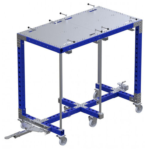 掃除用カート - Q-100-0089  - FlexQube - 金属製 / 棚付き / 6輪
