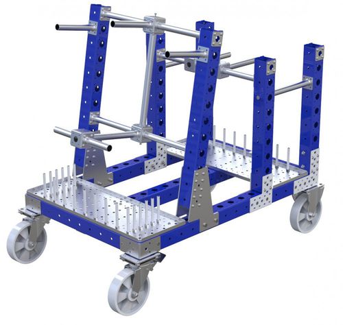 ハンドリング用台車 - Q-100-0800  - FlexQube - 金属製 / 金網プラットフォーム / 門型