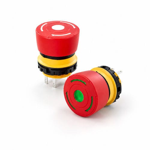 マッシュルーム押しボタンスイッチ - K22 - TactHill by Kynoppe - 緊急停止用 / 防水 / 過酷な環境用