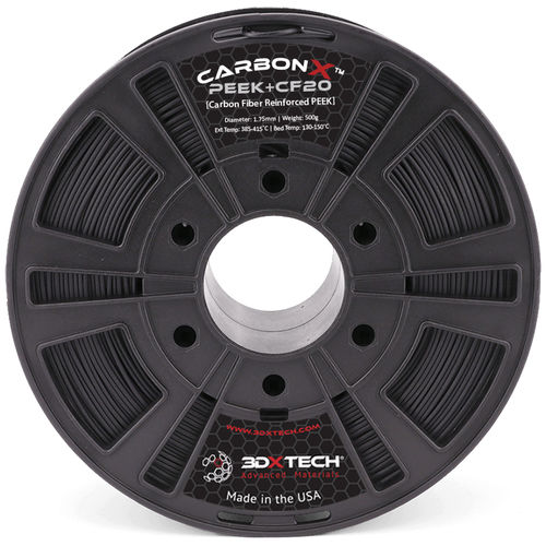 3Dプリンター用PEEKフィラメント - CarbonX™ PEEK+CF20 - 3DXtech - 1,75 mm / 黒色 / 耐薬品性