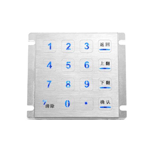 バックライト付きキーパッド - KY3088GK - Shenzhen KEYU Co., Ltd  - 16 キー / パネル設置用 / ブラッシュドステンレススチール