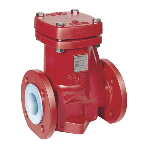 フランジ取り付け逆止弁 - GR series - Richter Chemie Technik - PFAライン / 鋳鉄製 / 水平取付け