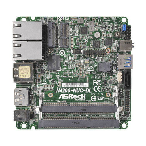 NUCマザーボード - J3455-NUC-DL  - ASRock Industrial - Intel® Apollo Lake / Intel® Celeron® J3455 / DDR3L SO-DIMM