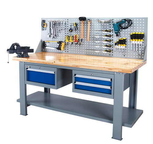 スチール製作業台 - FZ-1007A - ChengDu SanJi Technology Co.,LTD - 3段引き出し / 工具ホルダーパネル付 / 重荷重用