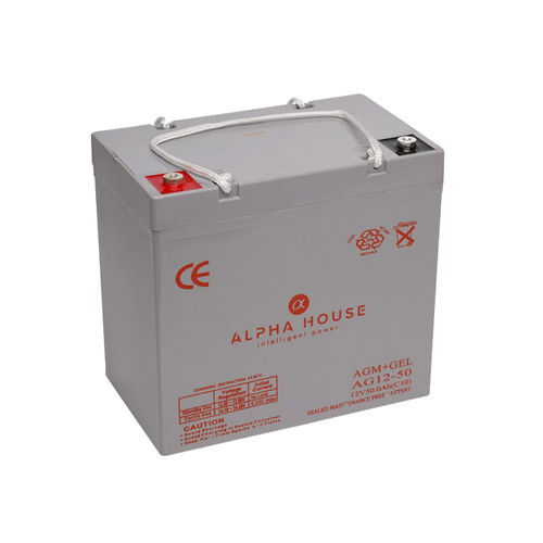 長方形バッテリー - AG12-50 AGM+GEL - Alpha House Ltd - 12ボルト / UL / CE