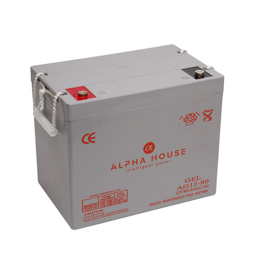 長方形バッテリー - AG12-80 AGM+GEL - Alpha House Ltd - 12ボルト / UL / CE