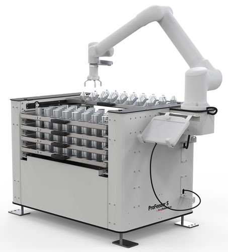 マシンテンディング用ロボットセル - ProFeeder S - EasyRobotics - 部品ストック倉庫付 / 協力ロボット付き