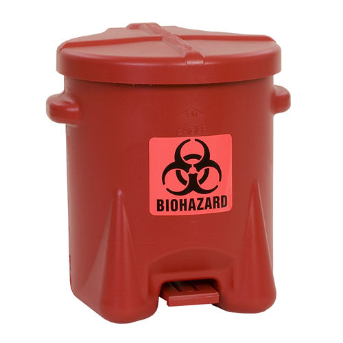 ポリエチレンゴミ箱 - 94BIO Eagle - Justrite Safety Group - 危険廃棄物用 / 丸型蓋付 / ペダル式