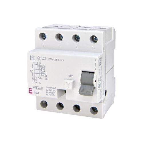 電気自動車の充電器用残留電流遮断器 - EFI-4 A eV - ETI - 差動 / 4極 / AC/DC