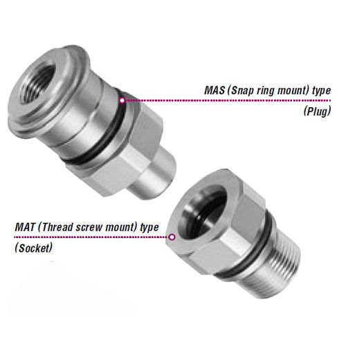 油圧式接続部品 - MAS/MAT - Nitto Kohki Europe - 空圧式 / ねじ込み / ステンレス製