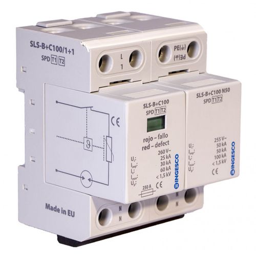 タイプ1 + 2避雷器 - SLS-B+C100/1+1 - INGESCO - 高エネルギー / 組み合わせ式 / 差し込み式