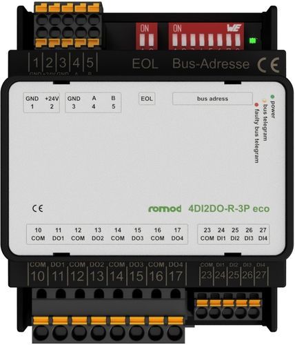 デジタル入出モジュール - romod 4DIO-R eco - Romutec Steuer- u. Regelsysteme GmbH - RS-485 / Modbus RTU / 出力4