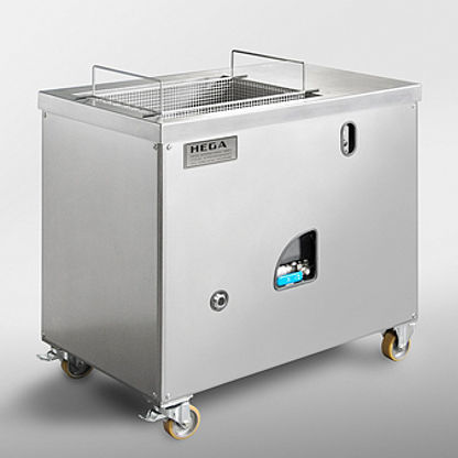 バスケットタンク - Micro + Hega Surfaces GmbH - 小型部品用 / スチール製 / 移動可能