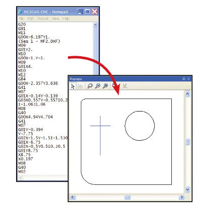 プログラミングソフトウェア - NC2CAD - MTC Software - 変換 / プロセス