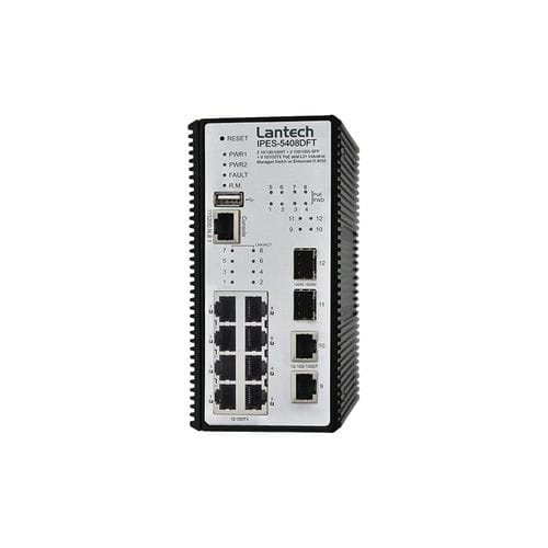 管理型イーサネットスイッチ - IPES-5408DFT-PT series - Lantech Communications Europe GmbH - 12 ポート / ギガビット / DINレール
