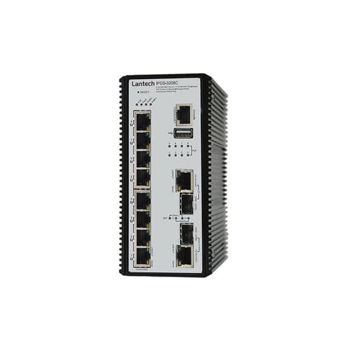 管理型イーサネットスイッチ - IPGS-3208C series - Lantech Communications Europe GmbH - 10 ポート / ギガビット / DINレール