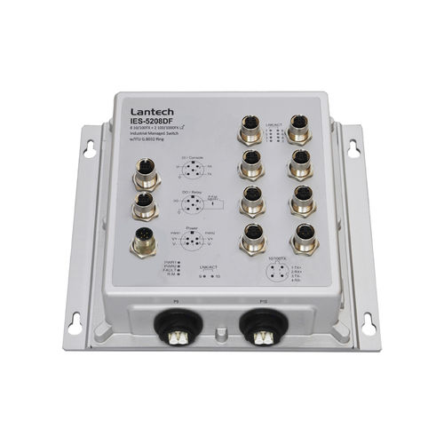 管理型イーサネットスイッチ - IES-5208DF series - Lantech Communications Europe GmbH - 10 ポート / 壁掛け / EN50155