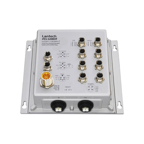 管理型イーサネットスイッチ - IPES-5208DF series - Lantech Communications Europe GmbH - 10 ポート / ギガビット / DINレール