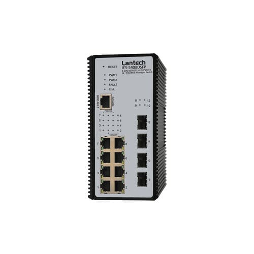 管理型イーサネットスイッチ - IES-5408DSFP series - Lantech Communications Europe GmbH - 12 ポート / ギガビット / DINレール