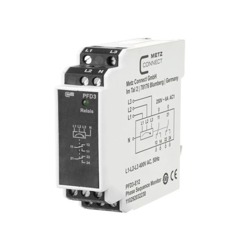 位相順序監視継電器 - PFD3-E12, 400 V - METZ CONNECT - AC / DINレール