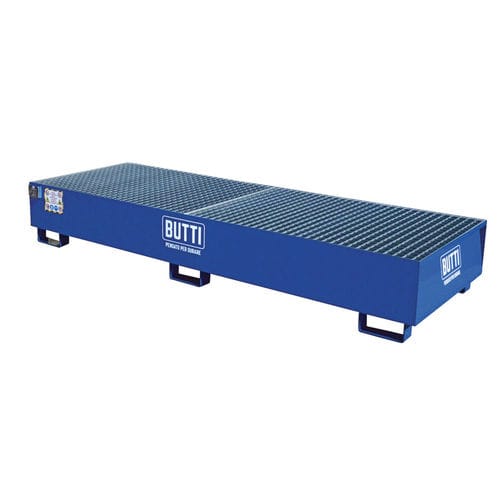 ドラム缶4本用液体垂れ落ち防止パレット - 8080V4F - BUTTI - スチール製 / 亜鉛メッキ グリッド付 / 取り外しができるグレーチング付き