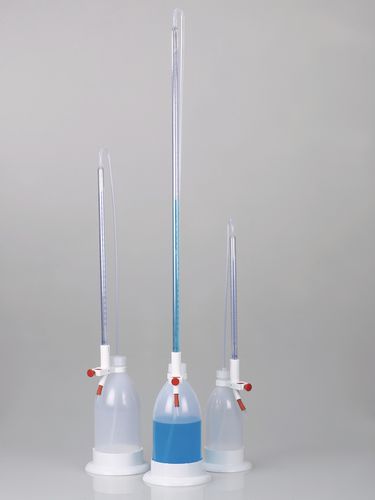 滴定式ビュレット - 9695 series - Bürkle - ホウケイ酸ガラス製 / 耐薬品性 / 破裂対策用シャツ付