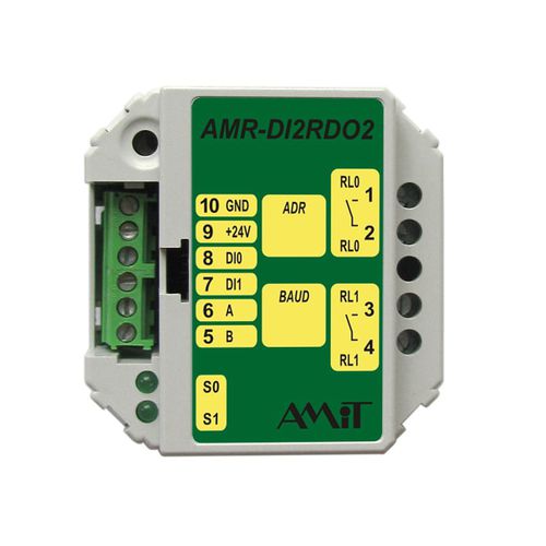 Box型プログラマブルロジックコントローラー - AMR-DI2RDO2 - AMiT, spol. s r.o. - E/S内蔵 / リレーアウトプット / RS485