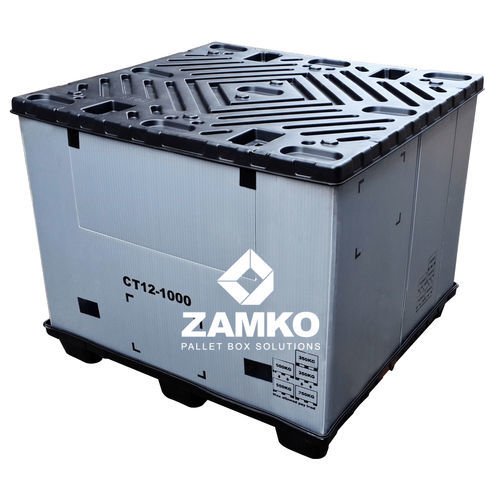 プラスチック製パレットボックス - PIN.b95 - ZAMKO - 折り畳み式 / ふた上積み重ね式 / ふた付き
