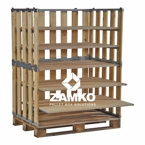 木製パレットボックス - MPB.e140.S - ZAMKO - 貯蔵用 / 輸送用 / 小型部品用