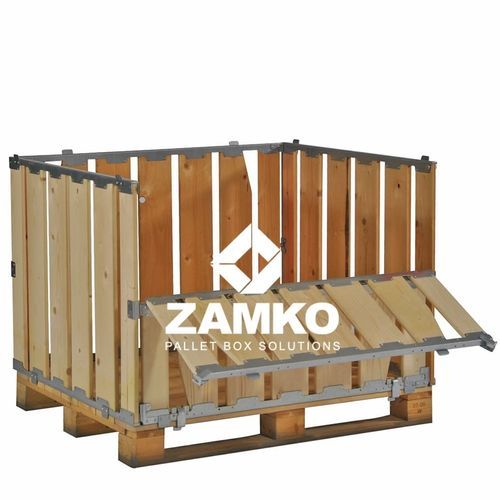 木製パレットボックス - MPB.b80.PF - ZAMKO - 貯蔵用 / 小部品 / 折り畳み式