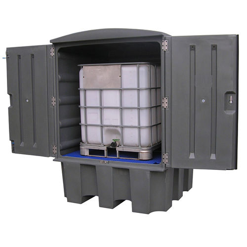 キュビテナー用液体垂れ落ち防止パレット - 1000 litres - DIFOPE - HDPE / 移動式 / 耐化学薬品性