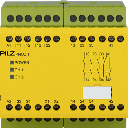緊急停止用安全リレー - PNOZ 1 - PILZ - パネル取り付け用 / ダブルチャンネル / 単一階層