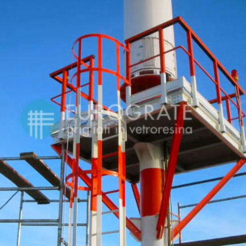ステンレス製はしご - EUROGRATE GRP GRATING AND PROFILES - シングル / 安全ケ－ジ付き / 屋根用