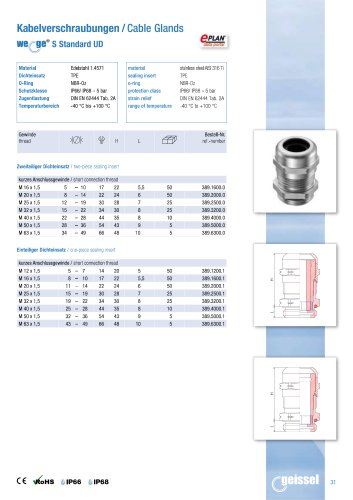 wege® S Standard UD data sheet