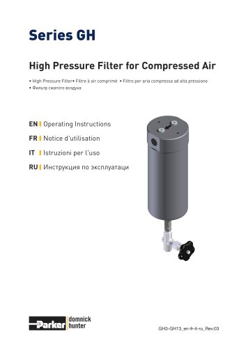 Series GH High Pressure Filter for Compressed Air