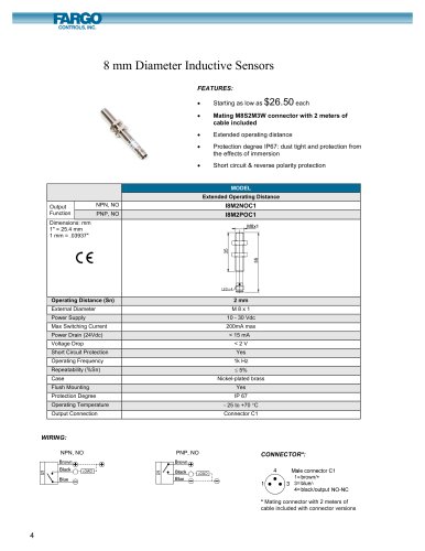 8 mm Diameter Inductive Proximity Sensors