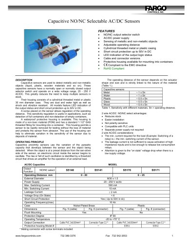 Capacitive NO/NC Selectable AC/DC Sensors