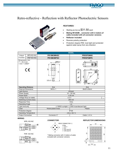 Retro-reflective - Reflection with Reflector Photoelectric Sensors