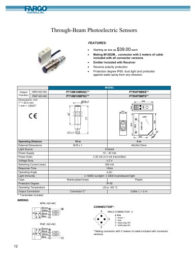 Through-Beam Photoelectric Sensors