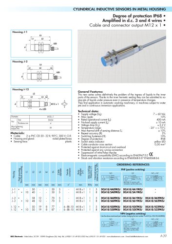 Cable and connector output M12x1