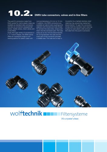 DMfit tube connectors, valves and in-line filters