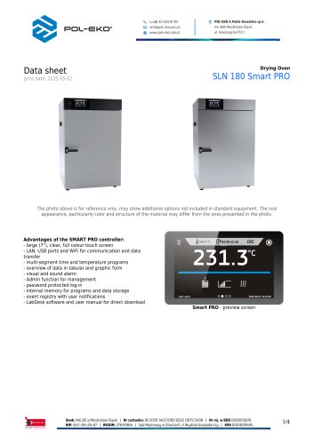 Drying Oven SLN 180 Smart PRO