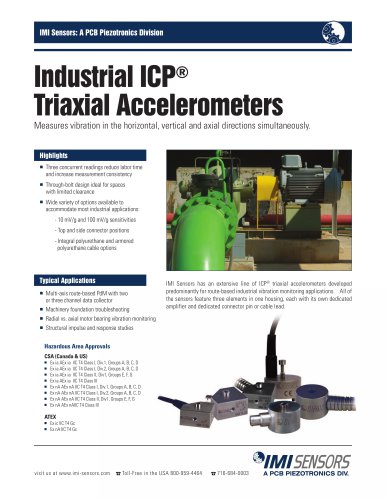 Industrial Triaxial ICP® Accelerometers (Models 604BXX and [EX]629AXX)