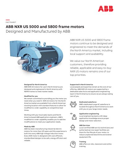 ABB NXR US 5000 and 5800 frame motor