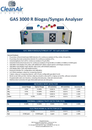 GAS 3000 R Biogas/Syngas Analyser