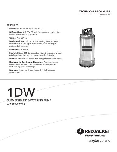 BRJ1DW R1 1DW Submersible Dewatering Pump Wastewater