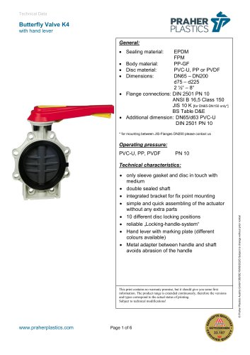 Butterfly Valve K4 with hand lover